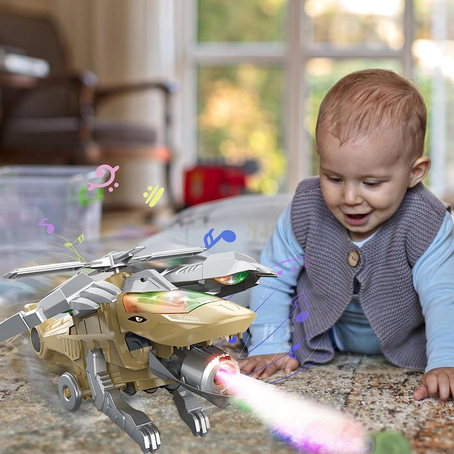 Dino - LED Transformerende Dinosaurus Helikopter Speelgoed